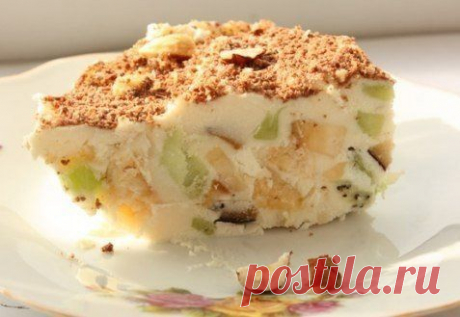 Творожное мороженое с фруктами
