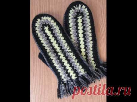 ВАРЕЖКИ. Вязание крючком.  How to knit mittens crochet.   часть 2.