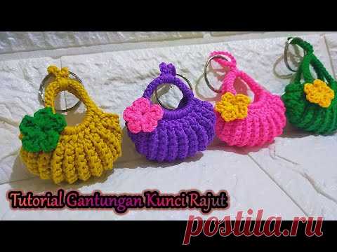 Tutorial Membuat Souvenir Gantungan Kunci Rajutan | Bentuk Tas Cantik