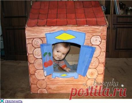 Домик из картонной коробки для малышей - Ярмарка Мастеров - ручная работа, handmade