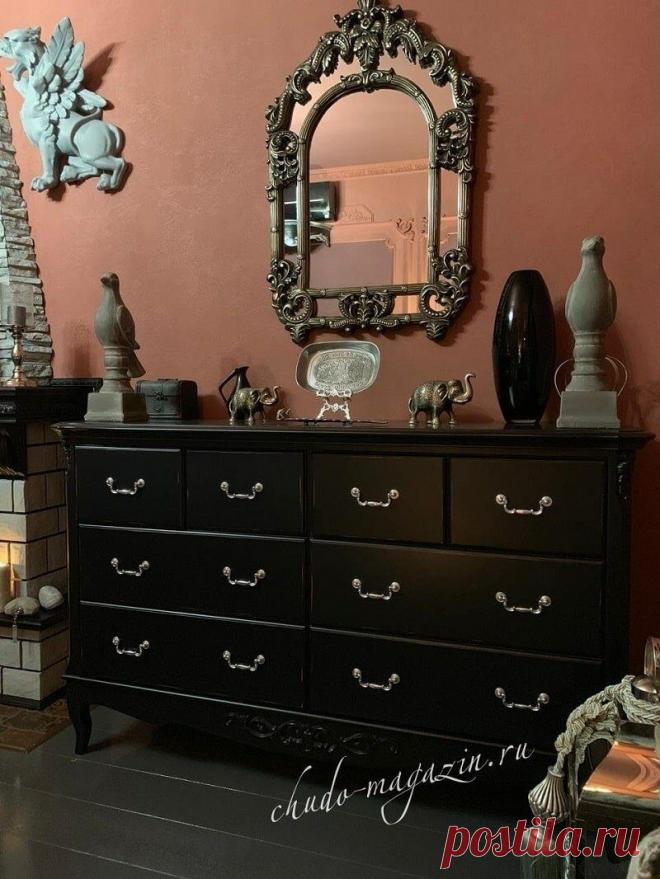 Комод из массива дерева черный большой с 8 выдвижными ящиками купить по цене 78 000 руб. в Москве — интернет магазин chudo-magazin.ru