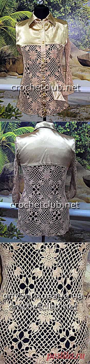 Вязание крючком и ткань = блузка - Вязание Крючком. Блог Настика