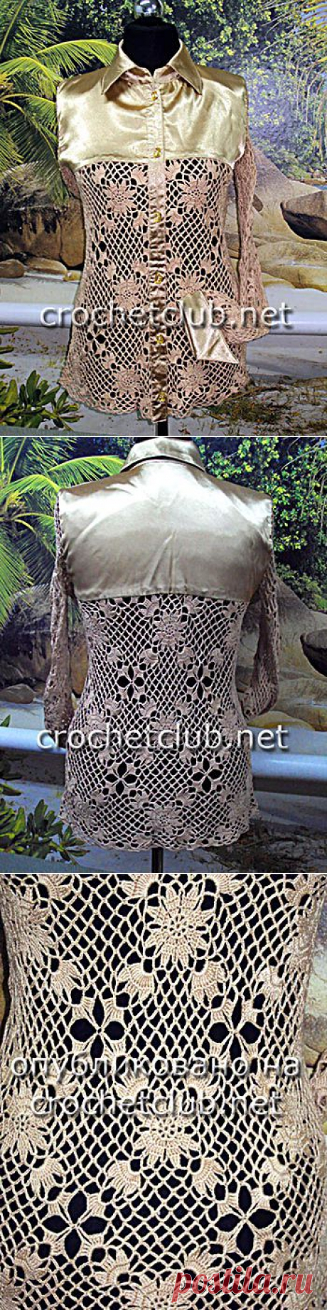 Вязание крючком и ткань = блузка - Вязание Крючком. Блог Настика