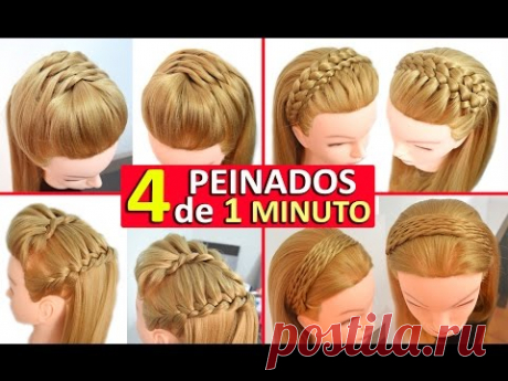 4 Peinados Casuales para Cabello Largo con Trenzas Diademas Faciles y Rapidos