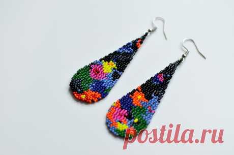 Черные серьги-капли Flora Summer Earrings. Падение семян | Etsy Израиль