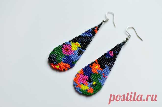 Черные серьги-капли Flora Summer Earrings. Падение семян | Etsy Израиль