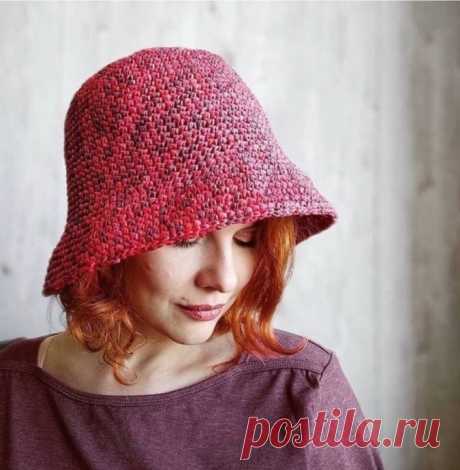 Шляпа из рафии крючком