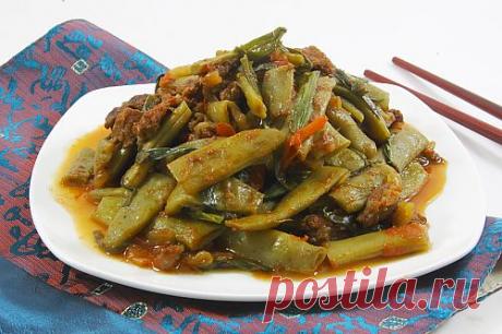 Зеленая стручковая фасоль с мясом