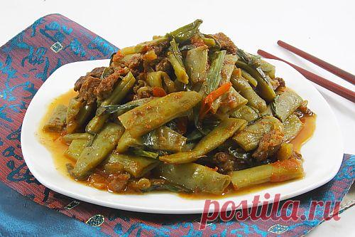 Зеленая стручковая фасоль с мясом