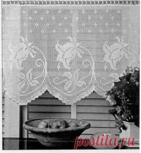 Занавесочки филейкой+ схема | Скатерти Людмилы Петровой | Дзен