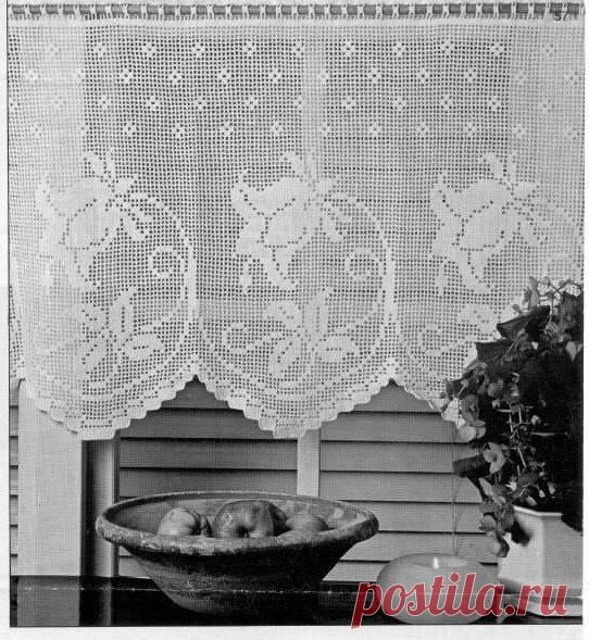 Занавесочки филейкой+ схема | Скатерти Людмилы Петровой | Дзен