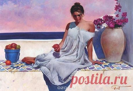 Трансфер универсальный &quot;Девушка с яблоком&quot;, 25 см х 35 см. CD-958