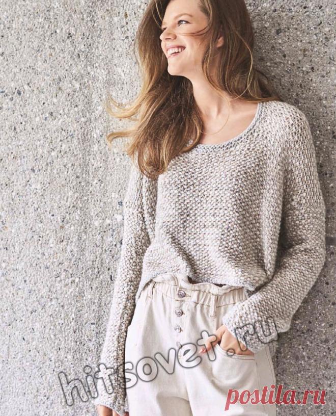 Модный вязаный спицами узором со снятыми петлями джемпер-оверсайз. / Хитсовет