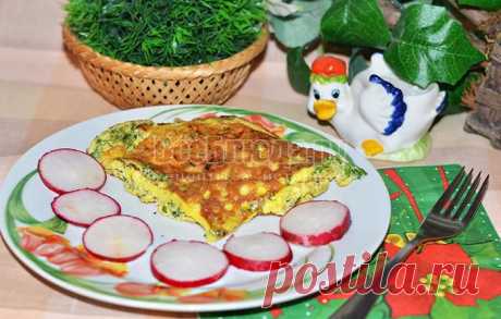 Рецепт омлета на сковороде с укропом, пошаговые фото.