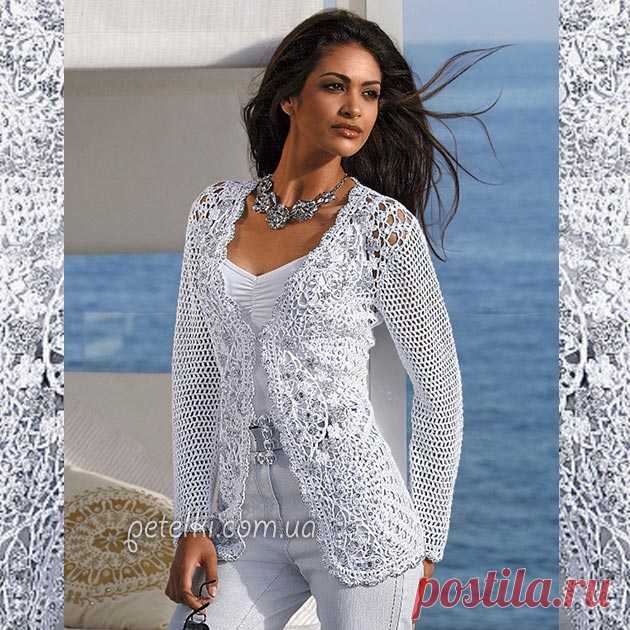 Ажурный жакет от BCBG MAX Azria. Схемы вязания крючком