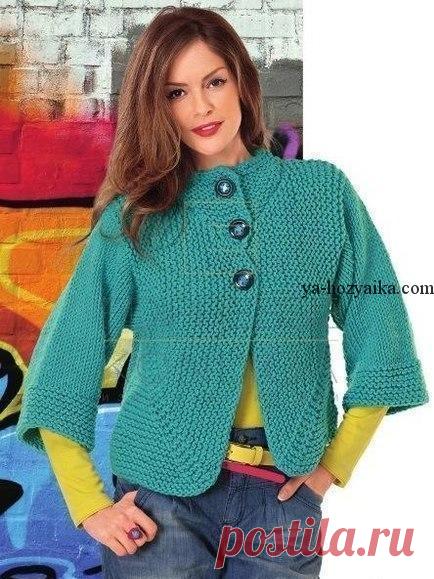 Стильный жакет спицами платочной вязкой. Жакет женский вязаный спицами с описанием Стильный жакет спицами платочной вязкой. Жакет женский вязаный спицами с описанием