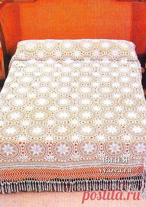 Вязаное покрывало крючком схема описание