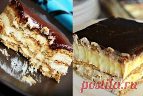 Вкусный торт из печенья без выпечки