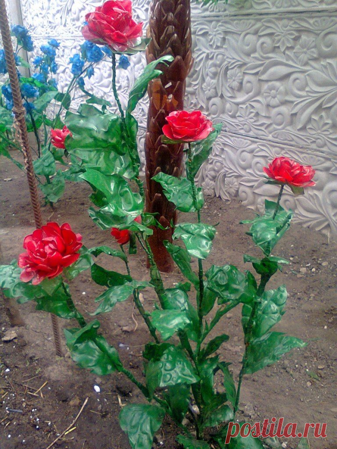 Розы из пластиковых бутылок: мастер-клacc
