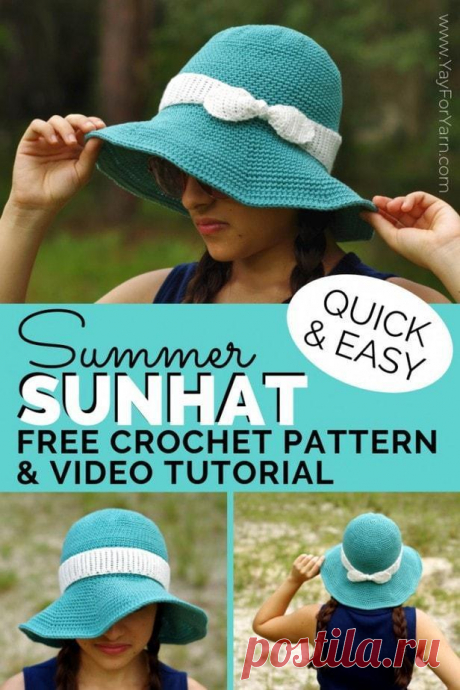 Шляпы крючком. Summer Sunhat - Free Crochet Pattern for Babies, Children, and Adults by Yay For Yarn - Yay For Yarn