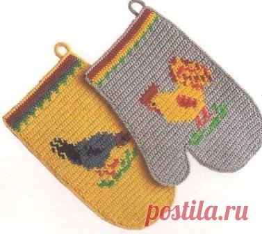 Прихватки-рукавички | ВЯЗАНИЕ спицами и крючком.