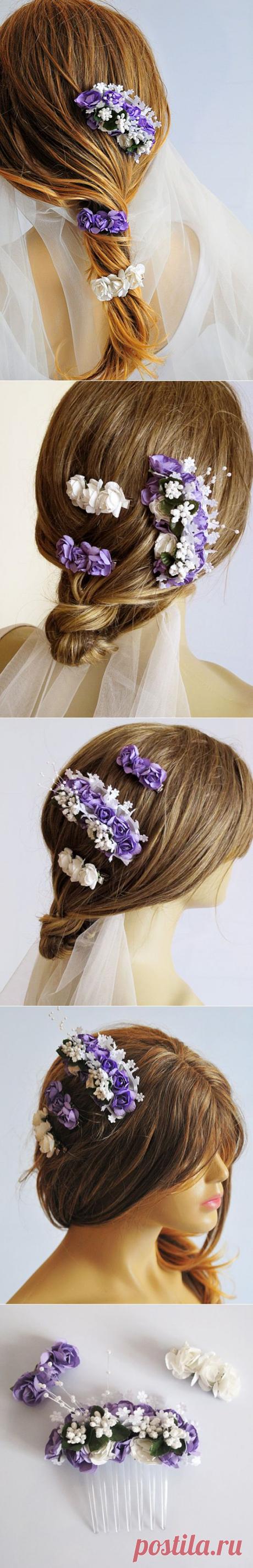 Wedding Flower Hair Comb wedding hair accessories hair by selenayy