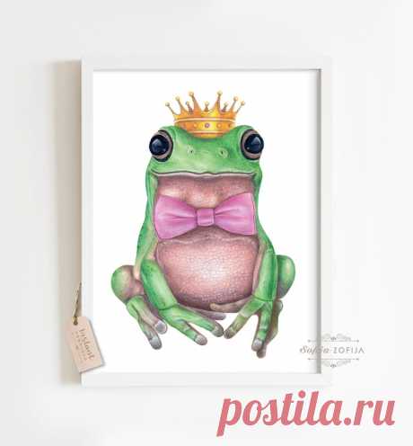 Green Frog Prince Nursery Wall Art Prints Printable Fantasy | Etsy