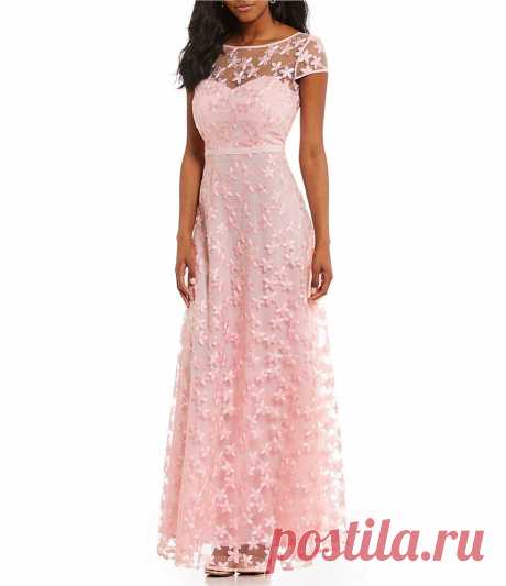 KARL LAGERFELD PARIS 3-D Lace Floral Gown | Dillards