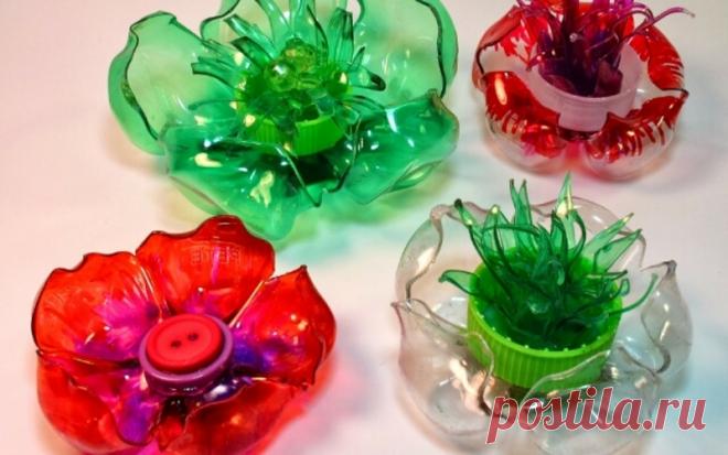 Цветы из пластиковых бутылок: мастер-класс пошагово, пластмассовые поделки для начинающих