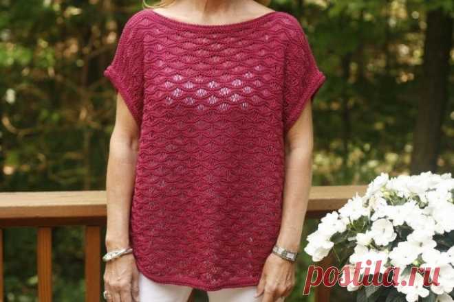 Ажурная туника волнистым узором спицами. Схема узора. / knittingideas.ru