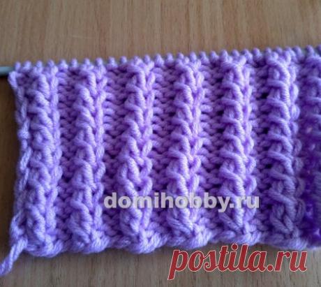 Узор спицами резинка с перекрещенными петлями