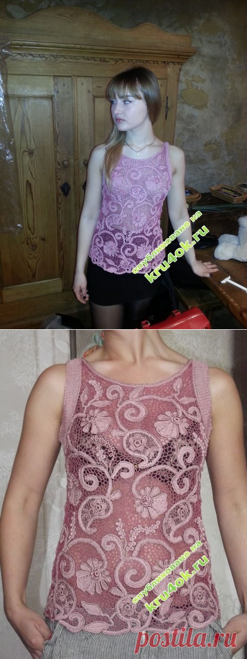 Топик, связанный в стиле ирландского кружева - вязание крючком на kru4ok.ru