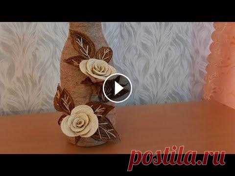 №99 Ваза с розами из джута.  Мастер класс Ваза с розами из джута в технике джутовая филигрань своими руками мастер класс...
