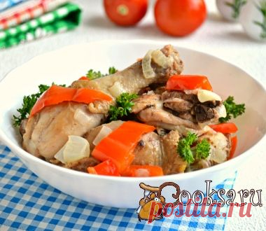 Курица тушеная со сладким болгарским перцем фото рецепт приготовления