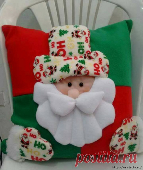 Новогодние подушки - со снеговиком и Санта Клаусом