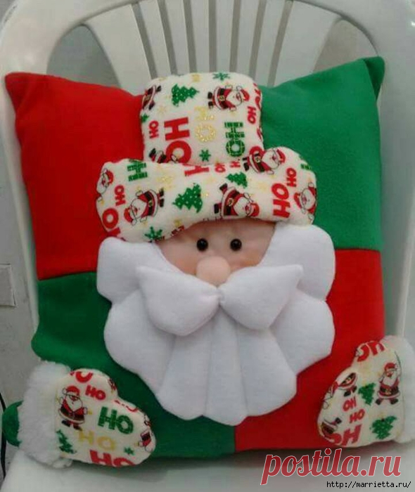 Новогодние подушки - со снеговиком и Санта Клаусом