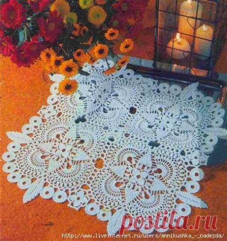 Квадратная салфетка крючком. Схема. / Обсуждение на LiveInternet - Российский Сервис Онлайн-Дневников