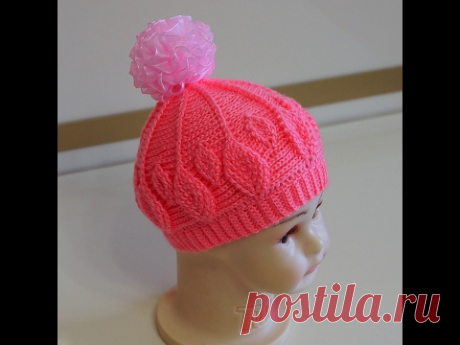 Шапочка с листиками крючком (crochet hat with leaves)
