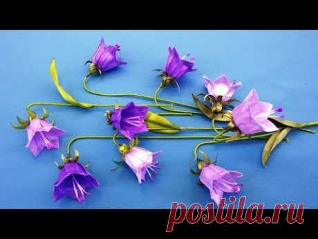 Ribbons flowers bells.DIY/Campanas flores de cintas/Колокольчики из лент
