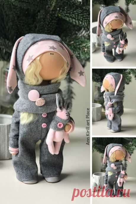 Bunny Tilda Doll Handmade Winter Doll Interior Fabric Doll | Etsy