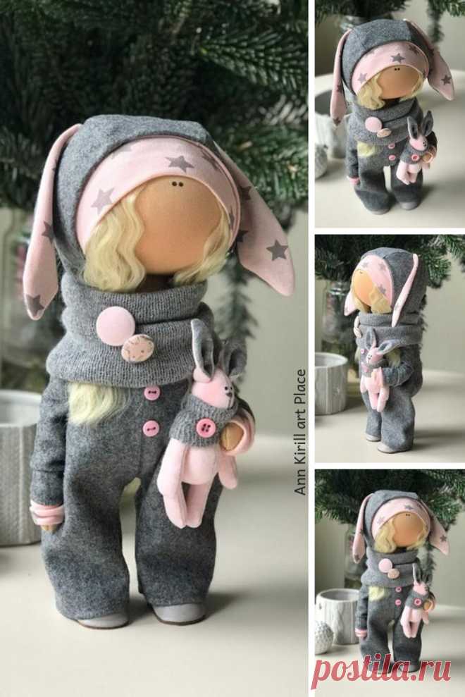 Bunny Tilda Doll Handmade Winter Doll Interior Fabric Doll | Etsy