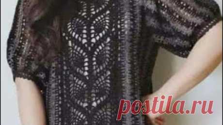 BLUSA con dos hilos diferentes y piñas a CROCHET con GRÁFICOS GRATIS no 661