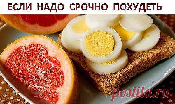 ЕСЛИ НАДО СРОЧНО ПОХУДЕТЬ.. 
Яичная диета 

Знаете ли вы, что продуманная до мелочей система питания поможет быстро похудеть на 10 кг всего лишь за 2 недели. Этот метод похудения идеален – если нужно срочно похудеть! Не используй его дольше – может быть сильная потеря веса 

На такой диете не придется голодать: яйца и правда очень сытный продукт. Ознакомься с этим меню, тебе наверняка захочется похудеть при помощи данных продуктов… 

Отказавшись от углеводов, ты сможешь бы...