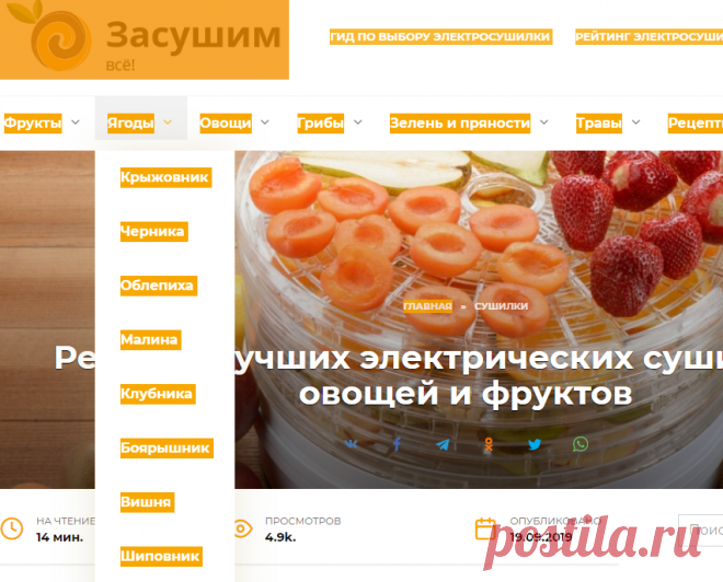 Рейтинг лучших электрических сушилок для овощей и фруктов - Засушим.ru