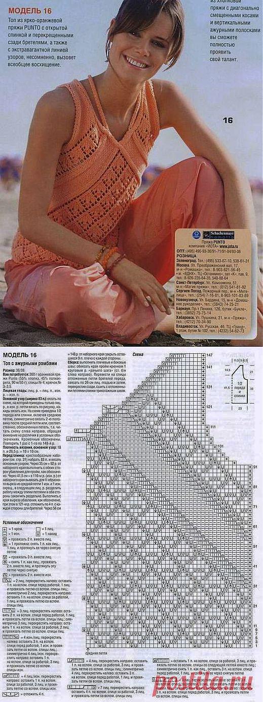 Топ с ажурными ромбами.