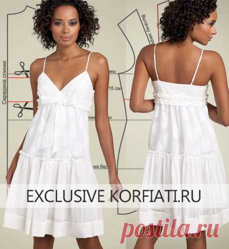 Выкройка сарафана своими руками от Анастасии Корфиати Этот сарафан просто создан для лета! Полупрозрачная легкая бязь, оборки и белый цвет. Смоделируйте, ведь выкройка сарафана своими руками - это очень просто!