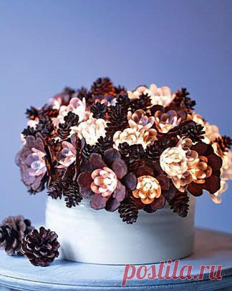 Светильник из шишек &quot;Зимний букет&quot; - Учимся Делать Все Сами