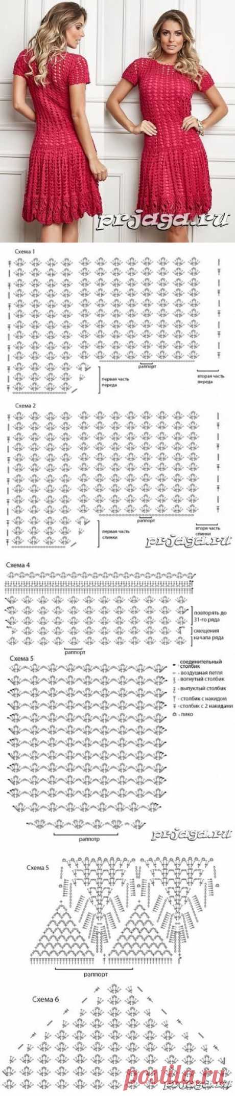 красное ажурное платье &quot;спелая ягодка&quot; крючком от бразильцев