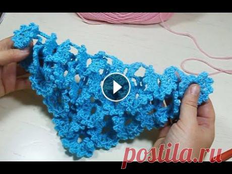 Мастер-класс по вязанию необычной шали с объемным узором 3D....