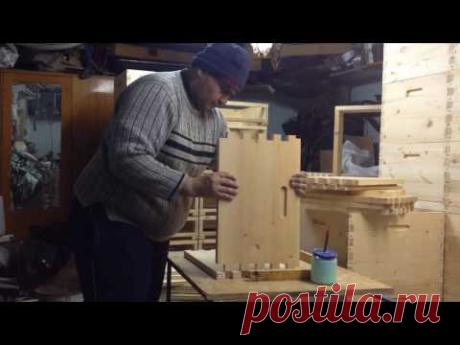 Сборка корпусов улья дадан в шип гвоздезабивным пистолетом Bostitch
